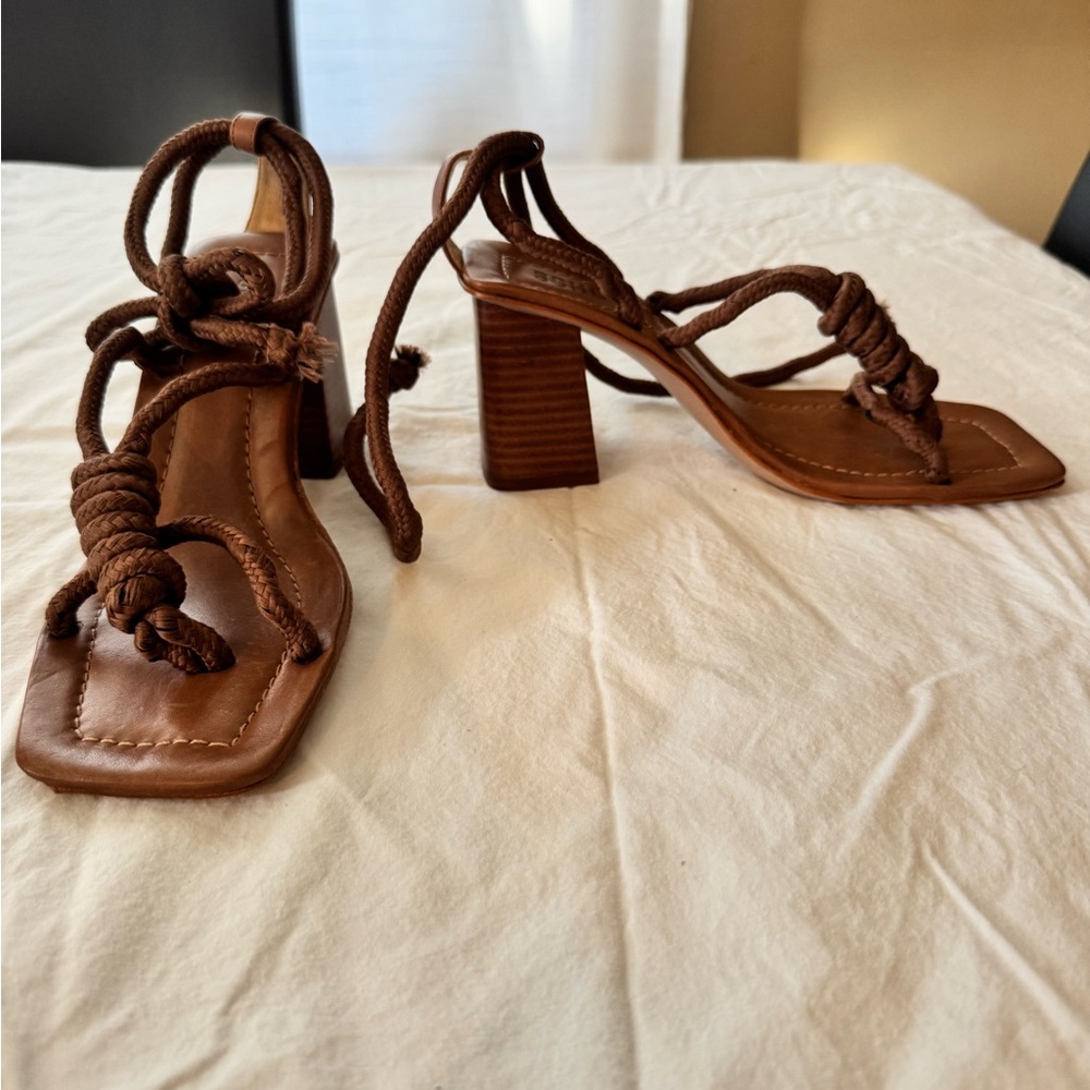 SCHUTZ Tan Strappy Women's Sandals - Picture 3 of 5